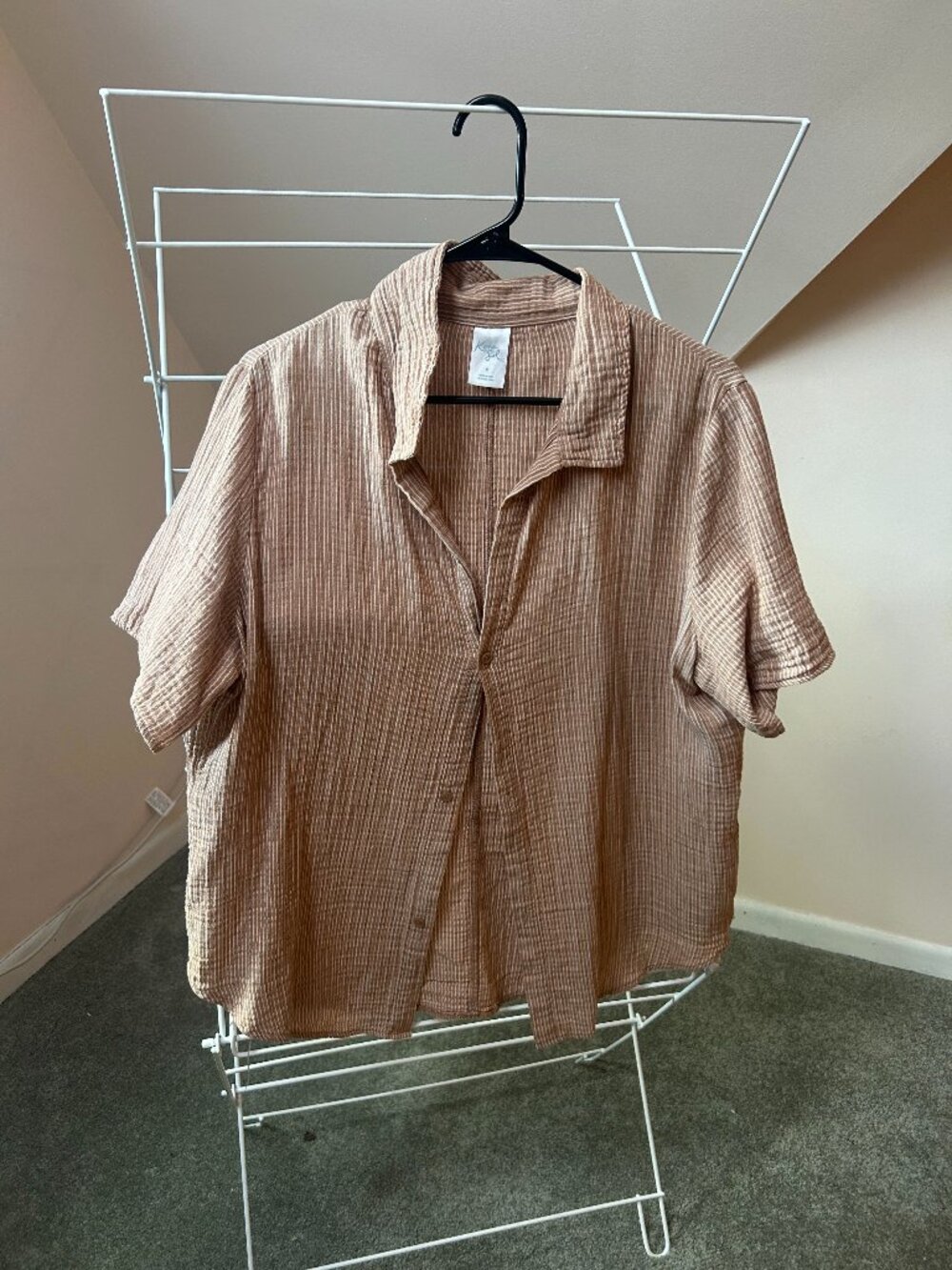 Brown White Striped T-Shirt
